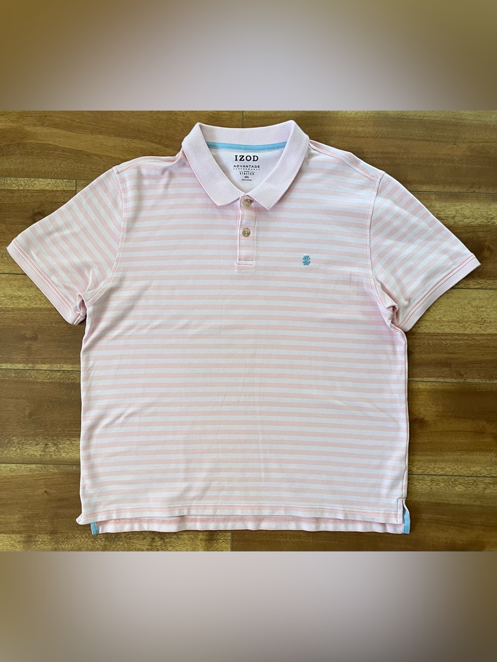 Izod Men’s Light Pink & White Striped Polo